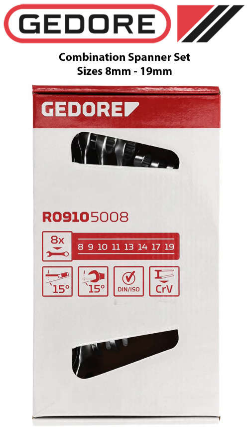 Gedore Red Combination Spanner Set 8 Piece 8-19mm R09105008