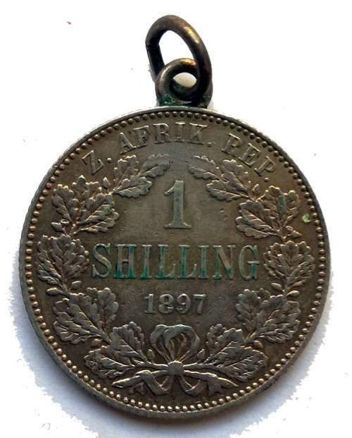 1897 ZAR Silver Shilling Pendant - Anglo Boer War Trench Art