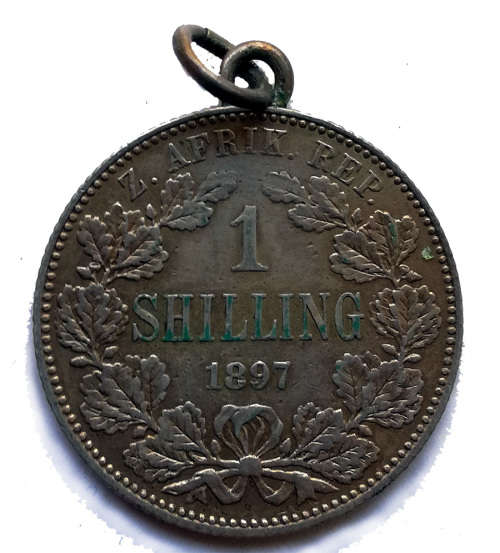 1897 ZAR Silver Shilling Pendant - Anglo Boer War Trench Art