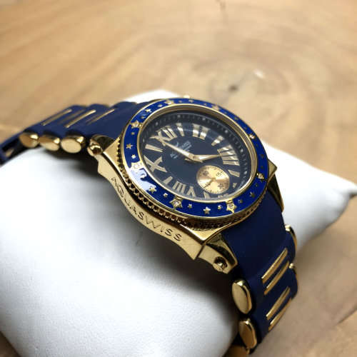 RRP: R18,000.00 Aquaswiss Women¿s Swissport with 8 Diamonds Watch Mystique Blue Silicone OFFICIAL