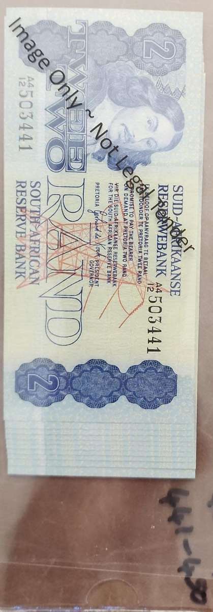 1981 De Kock 1st issue R2(Two Rand) A4/12 prefix ~ Crisp uncirculated with consecutive numbers