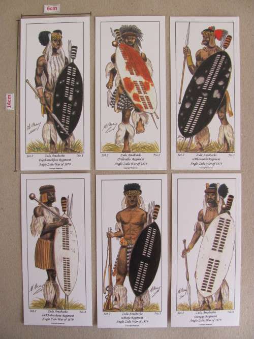 SMALL Andy May Uniform Cards of the Anglo Zulu War 1879- Set 2 of 7 Zulu Amabutho