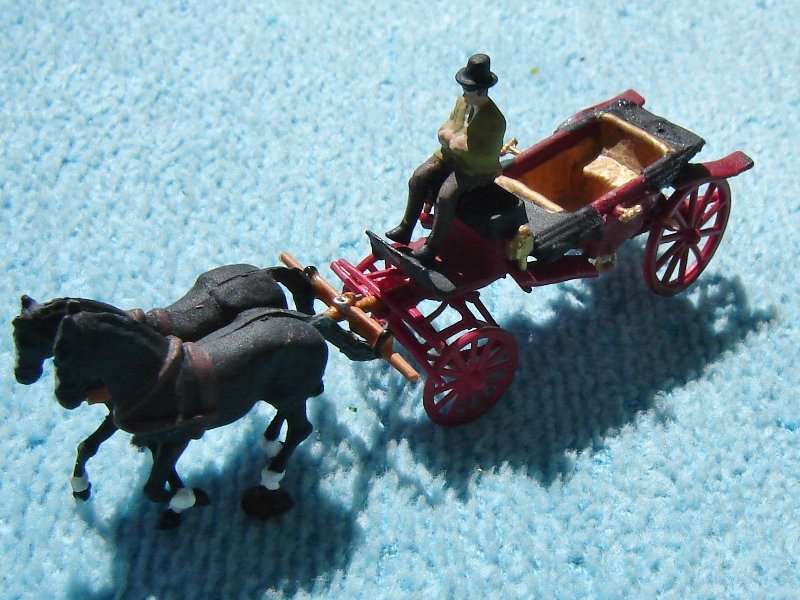 Preiser HO gauge Horses and Cart with Figure