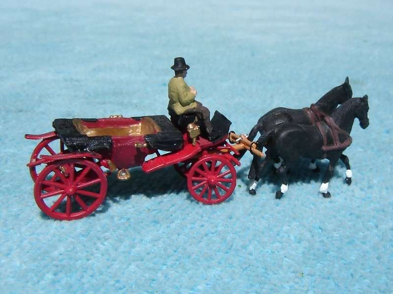 Preiser HO gauge Horses and Cart with Figure