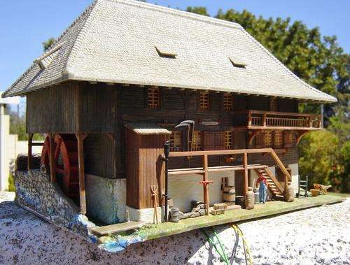 Faller HO gauge Water Wheel and Saw Mill with motor and lighting