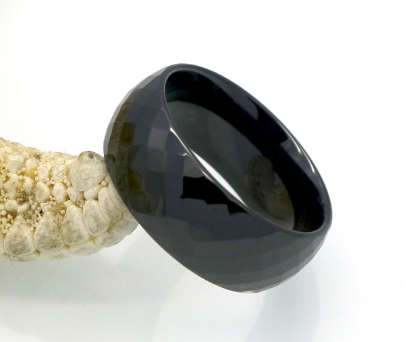 Comfort Fit Multi Faceted Men Ceramic Ring