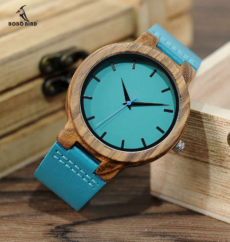 BOBO BIRD Leather Strap Wooden Watche