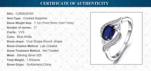 Sterling Silver Created Sapphire Ring *FREE DELIVERY*