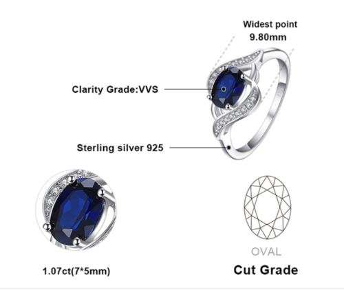 Sterling Silver Created Sapphire Ring *FREE DELIVERY*