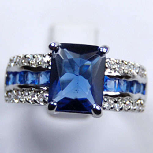 Genuine Blue Tourmaline Tanzanite Silver Ring