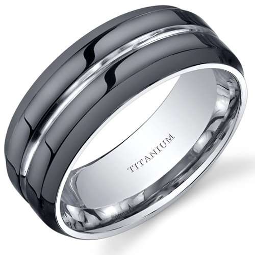 Modern Style Mens Black Titanium Wedding Band