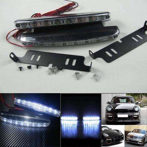 8 LED DRL Driving Daytime Running Day LED Light Head Lamp Super White