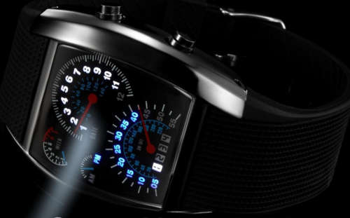 BLUE Flash LED Military Watch