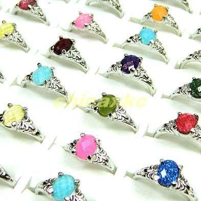 14 Fashion Acrylic Silver Rings