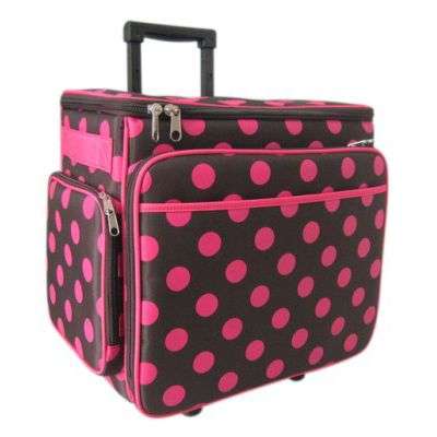 Everything Mary - Scrapbooking Medium Rolling Tote - Pink and Brown Dots