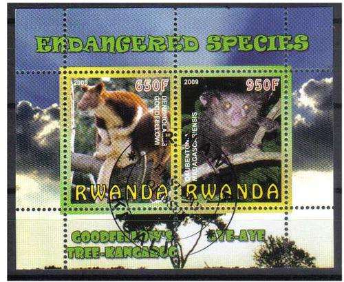 CINDERELLA SHEET - ENDANGERED SPECIES, CTO MS, Rwanda 2009