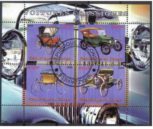 CINDERELLA SHEET - Vintage Vehicles CTO MS, CONGO 2009