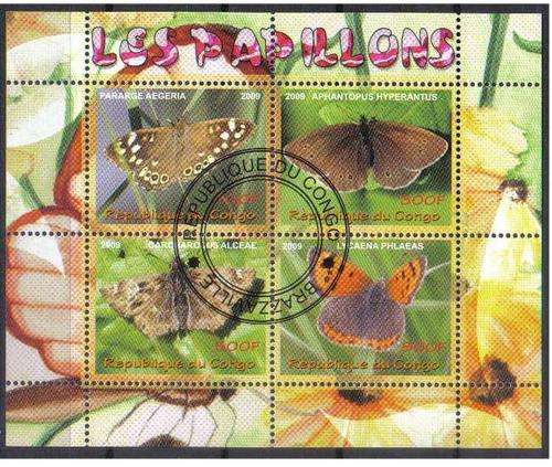 CINDERELLA SHEET - BUTTERFLIES, CTO MS, CONGO 2009