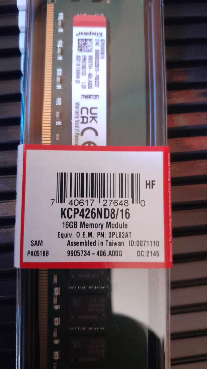 Brand New Kingston Desktop Memory 16GB DDR4 2666MHz Module  KCP426ND8/16 (Priced to clear)