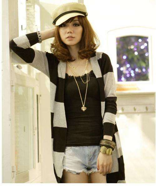 striped grey and black cardigan size small to medium