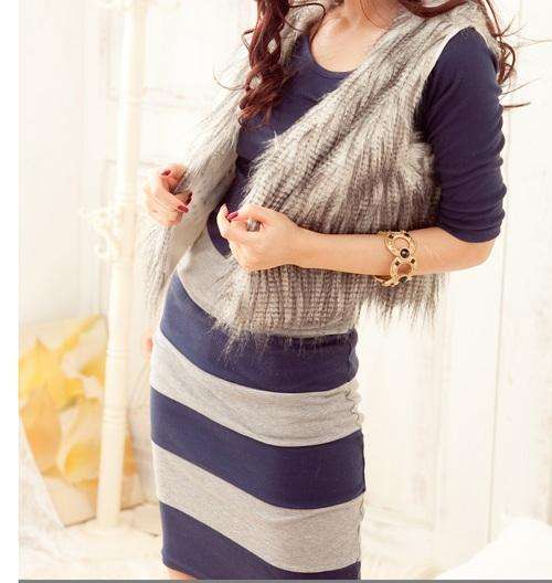 striped blue cotton dress size small