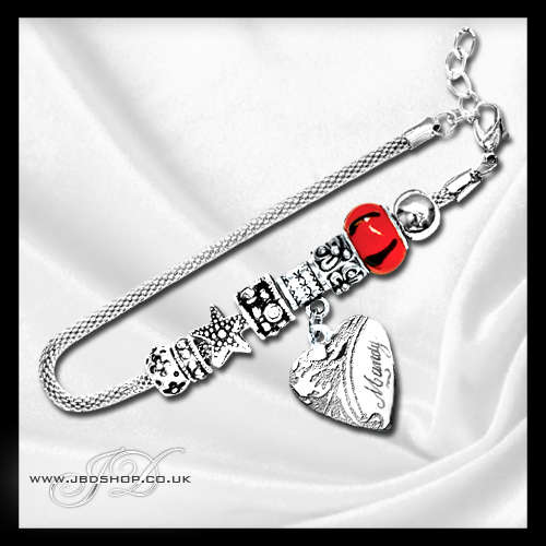 Stainless Steel Panda Style Bracelet with Engraving