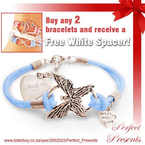 Blue Butterfly Bracelet with Free Engraving