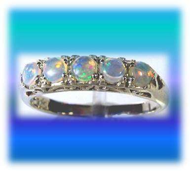 Genuine Sterling Silver Eternity & Australian Opals Ring