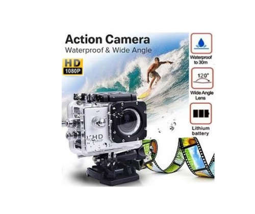 HD Action Sport DVR & Camera - Waterproof, LCD Screen, Helmet Mount, Waterproof Casing, White/black