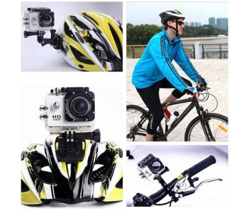 HD Action Sport DVR & Camera - Waterproof, LCD Screen, Helmet Mount, Waterproof Casing, White/black