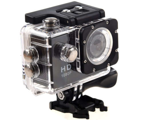 HD Action Sport DVR & Camera - Waterproof, LCD Screen, Helmet Mount, Waterproof Casing, White/black