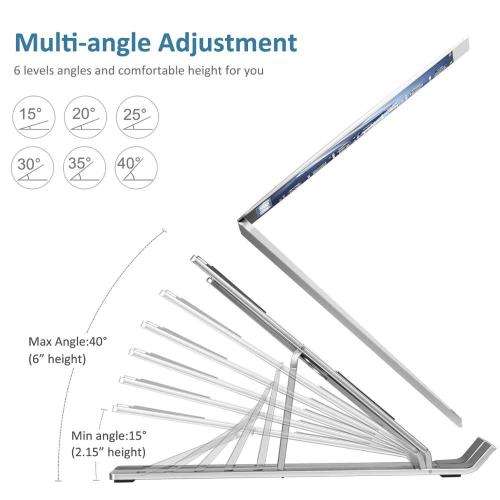Laptop Stand - Portable Foldable & Adjustable Aluminium with non-slip padding