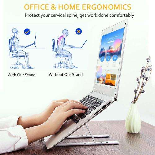 Laptop Stand - Portable Foldable & Adjustable Aluminium with non-slip padding