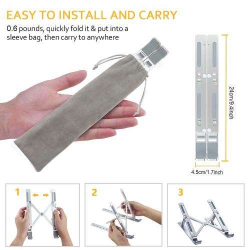 Laptop Stand - Portable Foldable & Adjustable Aluminium with non-slip padding