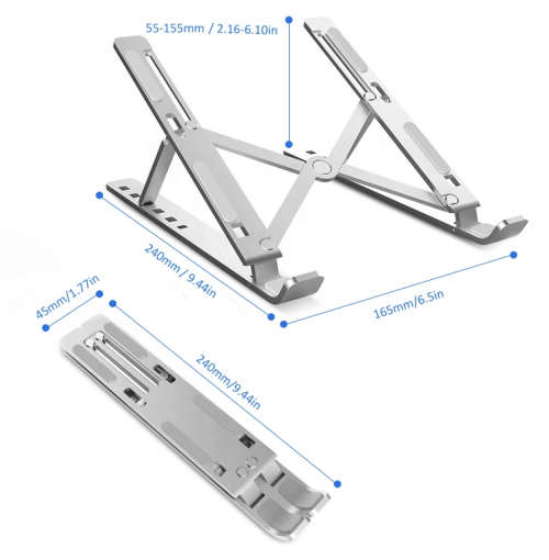 Laptop Stand - Portable Foldable & Adjustable Aluminium with non-slip padding