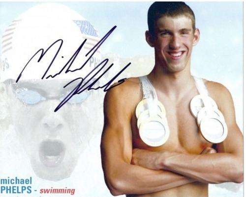 MICHAEL PHELPS AUTOGRAPHED SIGNED 8x10 PHOTO COA