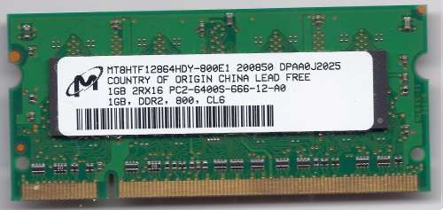 MT8HTF DDR2 1GB PC2-6400s-666-12 Laptop Memory