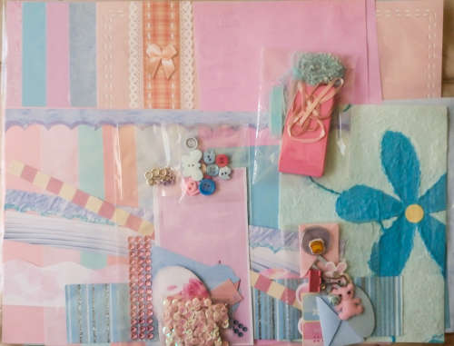 Scrapbook and Craft Pack Colour Light Blue and Pink