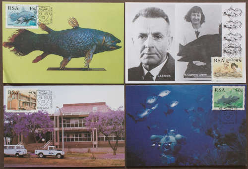 RSA South Africa 1989 - Identification of the Coelacanth - Set of 4 Maximum Postcards (nr. 87-90)