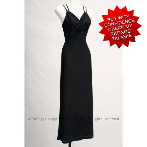 Elegant ladies black long dress with criss cross straps