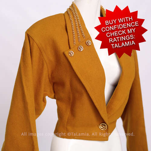 Ladies funky retro 80s mustard brown crop jacket
