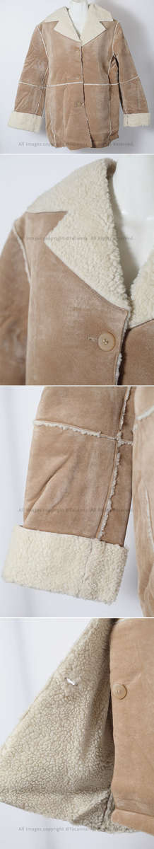 Ladies light caramel brown faux suede jacket with sherpa fur lining