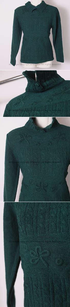 Ladies dark green pull over sweater jersey