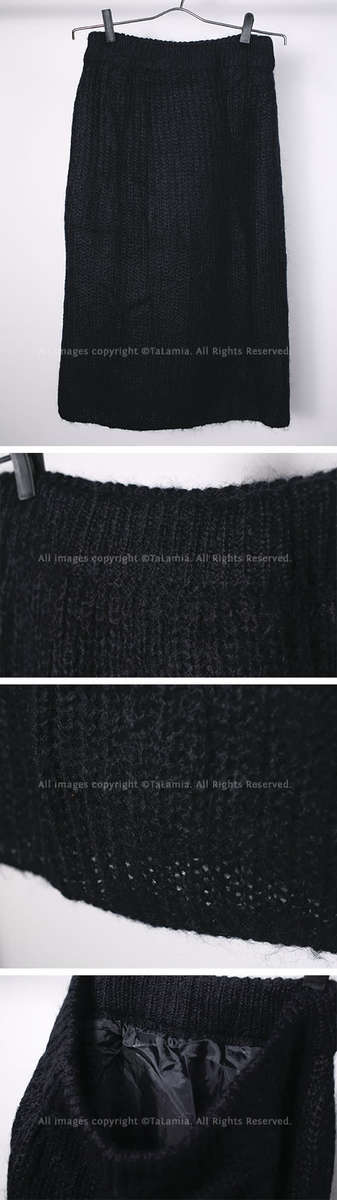 Womens warm winter black chunky knit wool blend medium length skirt