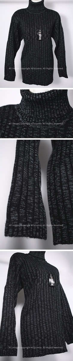 Womens warm black poloneck pull over sweater jersey