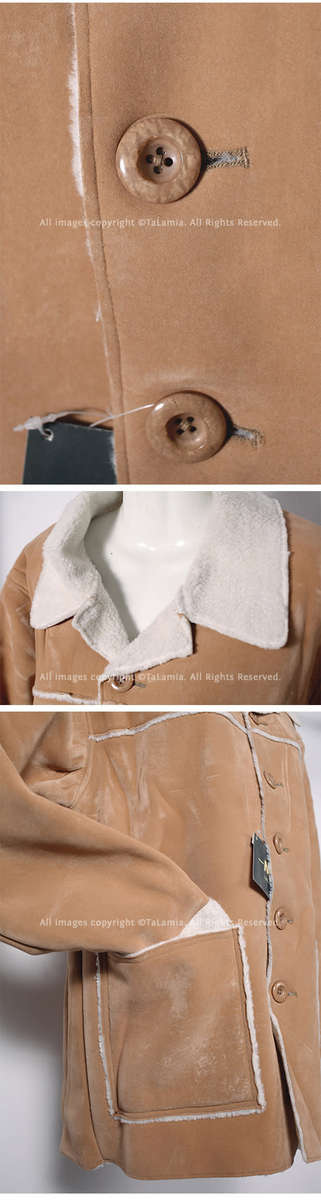 Ladies light tan brown faux suede jacket with sherpa fur lining (XL / XXL)