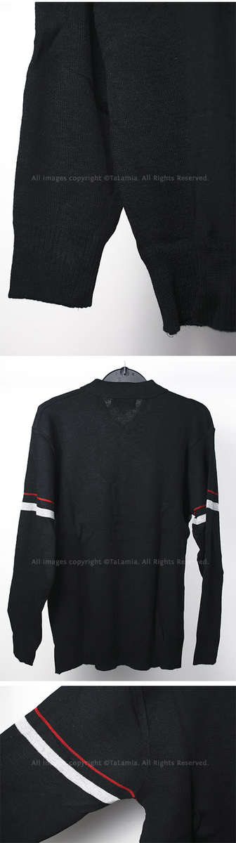 Mens black Sheep Wool blend sweater jersey with subtle stripes