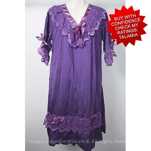 Womens purple satin and lace nighty sleepwear dress