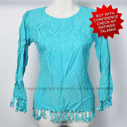 Womens Cyan Blue Indian Crisp Blouse by GO EAST brand