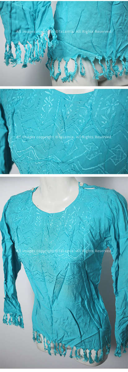 Womens Cyan Blue Indian Crisp Blouse by GO EAST brand